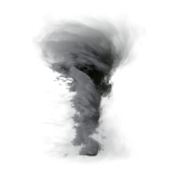 3D rendered tornado overlay isolated on a transparent background with the light casting from a certain direction 