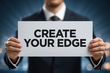 Obraz premium Motivational concept to Create Your Edge shown by a businessman