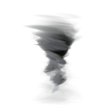 3D rendered tornado overlay isolated on a transparent background with the light casting from a certain direction 