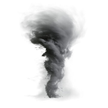 3D rendered tornado overlay isolated on a transparent background with the light casting from a certain direction 
