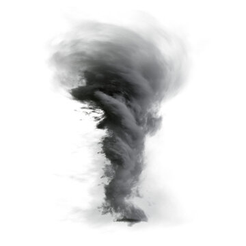 3D rendered tornado overlay isolated on a transparent background with the light casting from a certain direction 