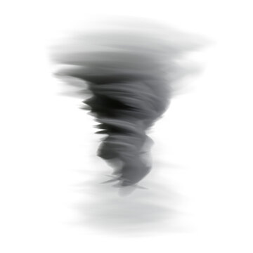 3D rendered tornado overlay isolated on a transparent background with the light casting from a certain direction 