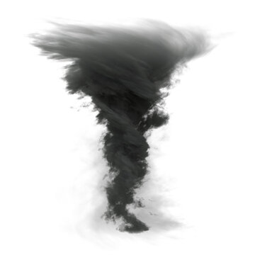 3D rendered tornado overlay isolated on a transparent background with the light casting from a certain direction 