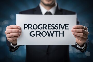 Obraz premium Businessman Presenting the Idea of Progressive Growth and Development
