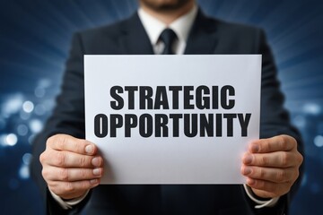 Obraz premium Business Strategist Holding a Sign for Strategic Opportunity