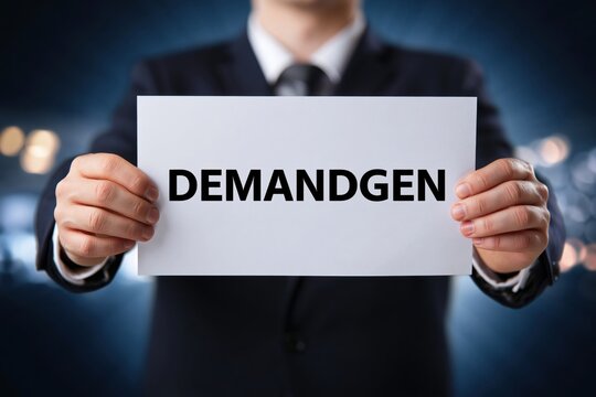 Marketing Manager Holding a Sign for Demandgen or Demand Generation