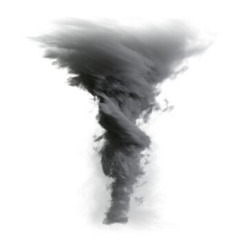 3D rendered tornado overlay isolated on a transparent background with the light casting from a certain direction 