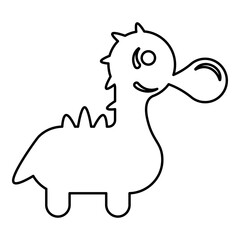 Naklejka premium Bubble gum blowing cute dinosaur contour outline line icon black color vector illustration image thin flat style