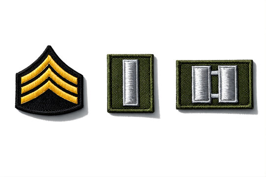 Military Rank Patches Set &ndash; Sergeant, Lieutenant, Captain on White