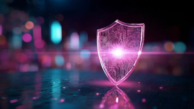 Cyber security shield with glowing protection symbol on futuristic digital background, data protection and network security concept, modern cybersecurity technology, safe internet