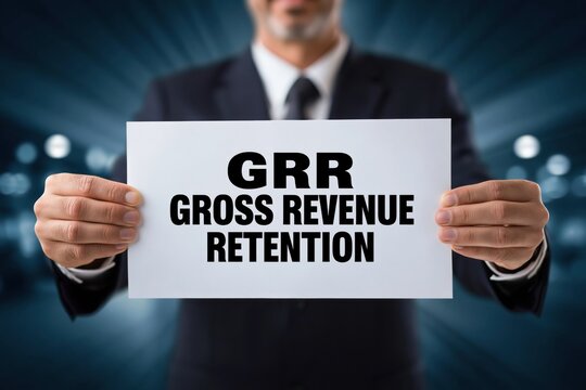 SaaS Business Manager Holding a Sign for GRR Metric