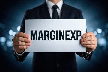 Obraz premium Financial Manager Holding a Sign with the word Marginexp