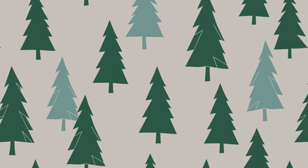 Obraz premium Seamless Pattern of Stylized Christmas Trees on a Neutral Background