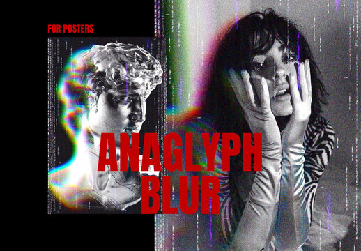 Anaglyph Blur Photo Effect &ndash; Motion for Poster & Social Media (PSD)