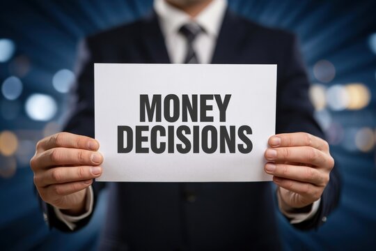 Businessman making important money decisions
