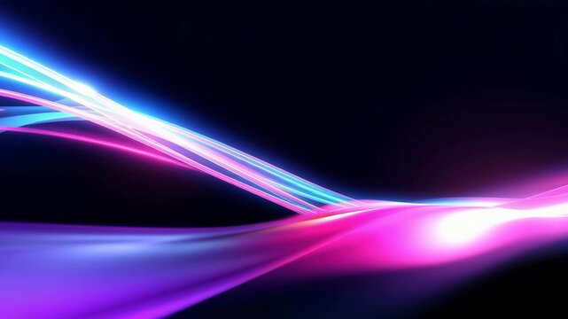 Futuristic neon arrow pointing upward with glowing trail on dark gradient background, business growth and success concept, digital progress and innovation, modern technology design
