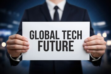 Obraz premium Businessman Presenting the Future of Global Technology