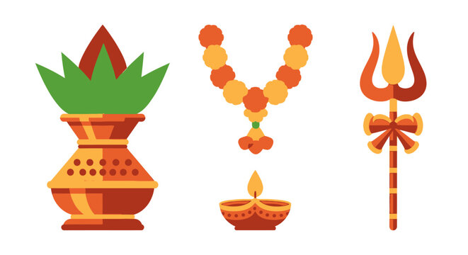 Traditional Hindu religious icons for festival and puja celebration