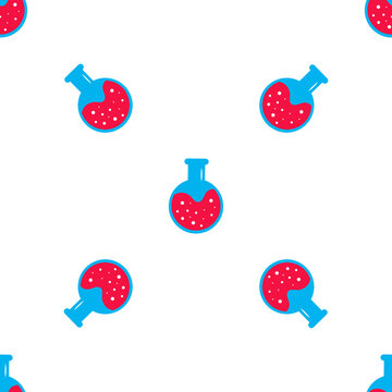 Back to school science beaker with red liquid pattern isolated on transparent background