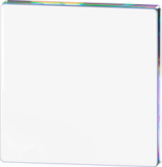 Obraz premium 3D Glass dispersion abstract cube element. Reflecton shape on transparent background. Realistic graphic glare and transparency effect