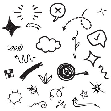 Collection of Hand-drawn doodle. Arrows - Directional and Decorative Elements.