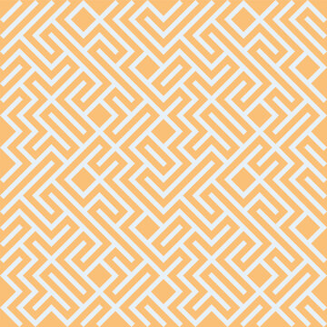 Abstract geometric seamless pattern, labyrinth texture, maze background, modern linear ornament in pastel yellow and light blue