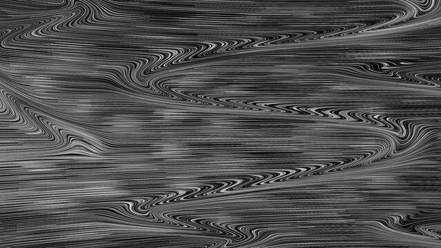 Illustration of a stream of jet black ink poured into liquid silver water.