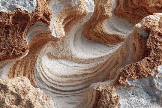 Swirling patterns in layered sandstone rock