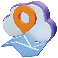 Fototapeta premium Cloud Location 3d rendering icon