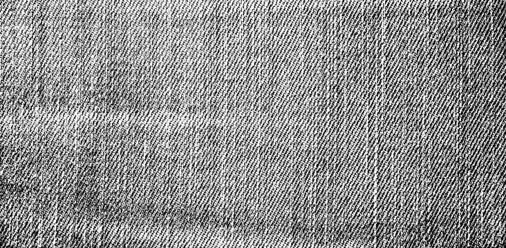 High-contrast black and white textile texture with diagonal weave, isolated on a transparent background for versatile design use.