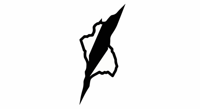 Abstract black shape with jagged outline on white background