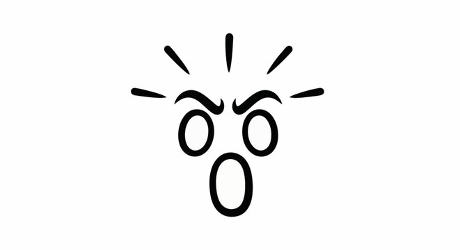A startled or shocked facial expression with wide eyes and open mouth