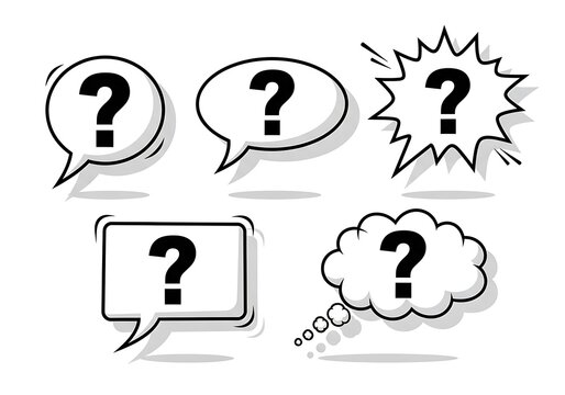 Question Mark Speech Bubbles and Thought Cloud Comic Set