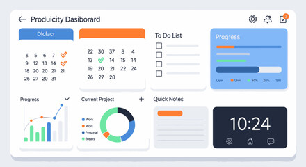 Obraz premium Productivity dashboard on a computer screen