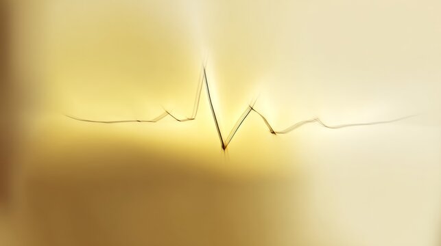 vital. Abstract representation of a heartbeat line on a smooth gold and white gradient. STEM education sheets, lab safety posters, designed for STEM education and laboratory safety posters.

