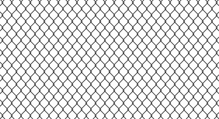 Black silhouette of chain link fence with metallic wire mesh texture. Clean vector background for industrial design security concepts overlays or branding. © Ivan Burchak
