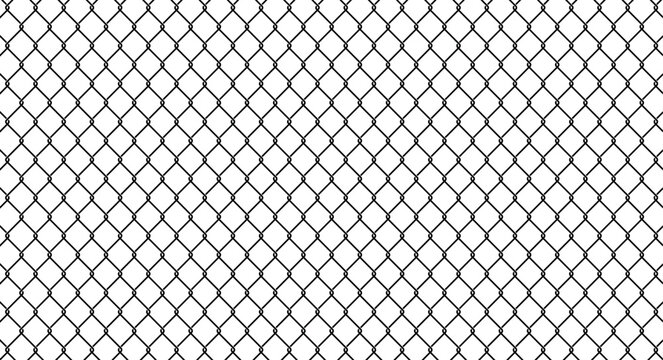 Black silhouette of chain link fence with metallic wire mesh texture. Clean vector background for industrial design security concepts overlays or branding.