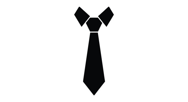 A stark black tie design geometrically shaped and presented as a silhouette