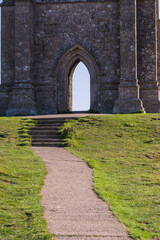 Ancient St Michaels Tower on Glastonbury Tor with Bright Sun Flare and Clear Sky  © Stephan