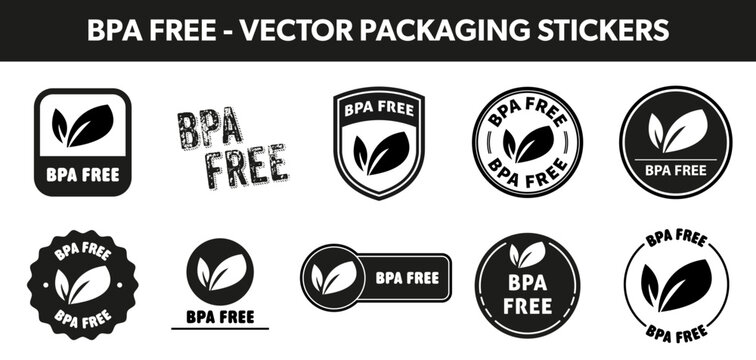 BPA free - labels and stickers for packaging. Vector badges.