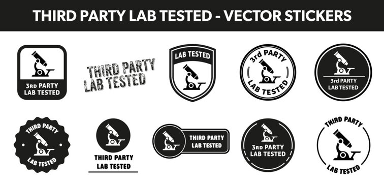 Third party lab tested - vector stickers for product package.