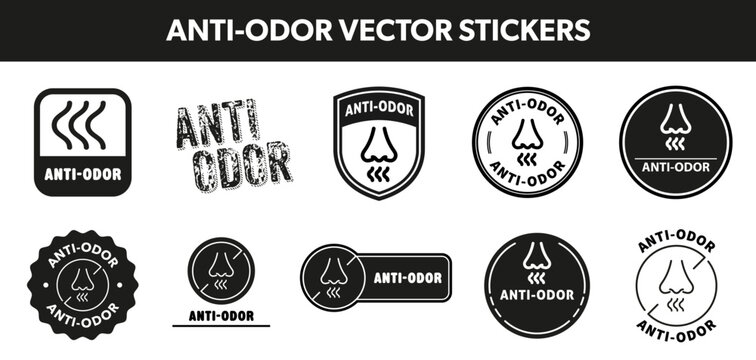 Anti-Odor vector stickers for deodorant or air freshener.