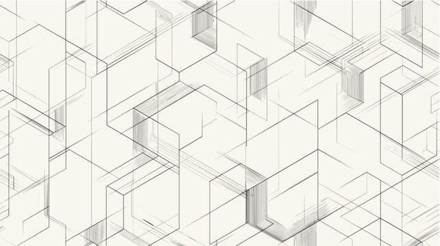 Seamless parametric geometric lines forming abstract pattern. Minimal black lines creating a repeating technical grid background