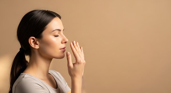 Woman whispering secrets with hand.