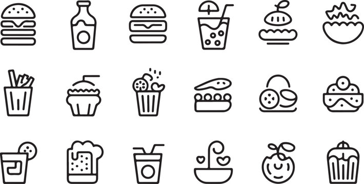 Black and white burger icons in rows
