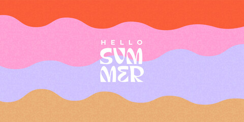 Naklejka premium Creative concept of abstract summer bright cover with wavy shapes in pastel colors. Modern design template in trendy geometric style for card or posterfor corporate identity, branding, social media.