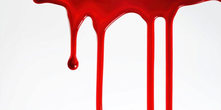 Dripping red liquid on a white background for creative compositions