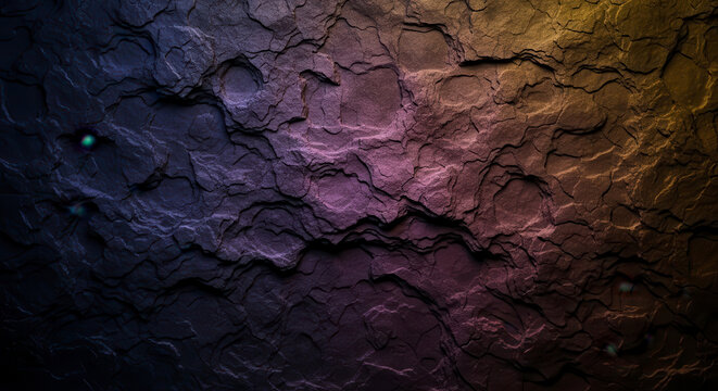 Abstract Cracked Stone Background with Vibrant Gradient Lighting