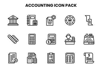 Fototapeta premium Accounting Line Design Icons Pack
