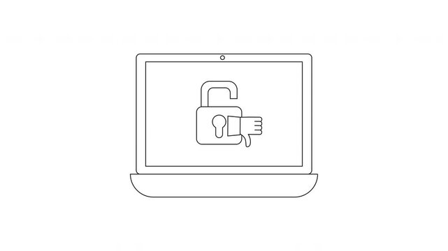 Unlocking Digital Security Concept with Laptop and Padlock Icon.